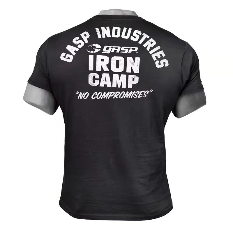 Gasp Throwback เสื้อยืด V2 Retro Iron Camp Fitness Coat ผ้าฝ้ายแขนสั้น