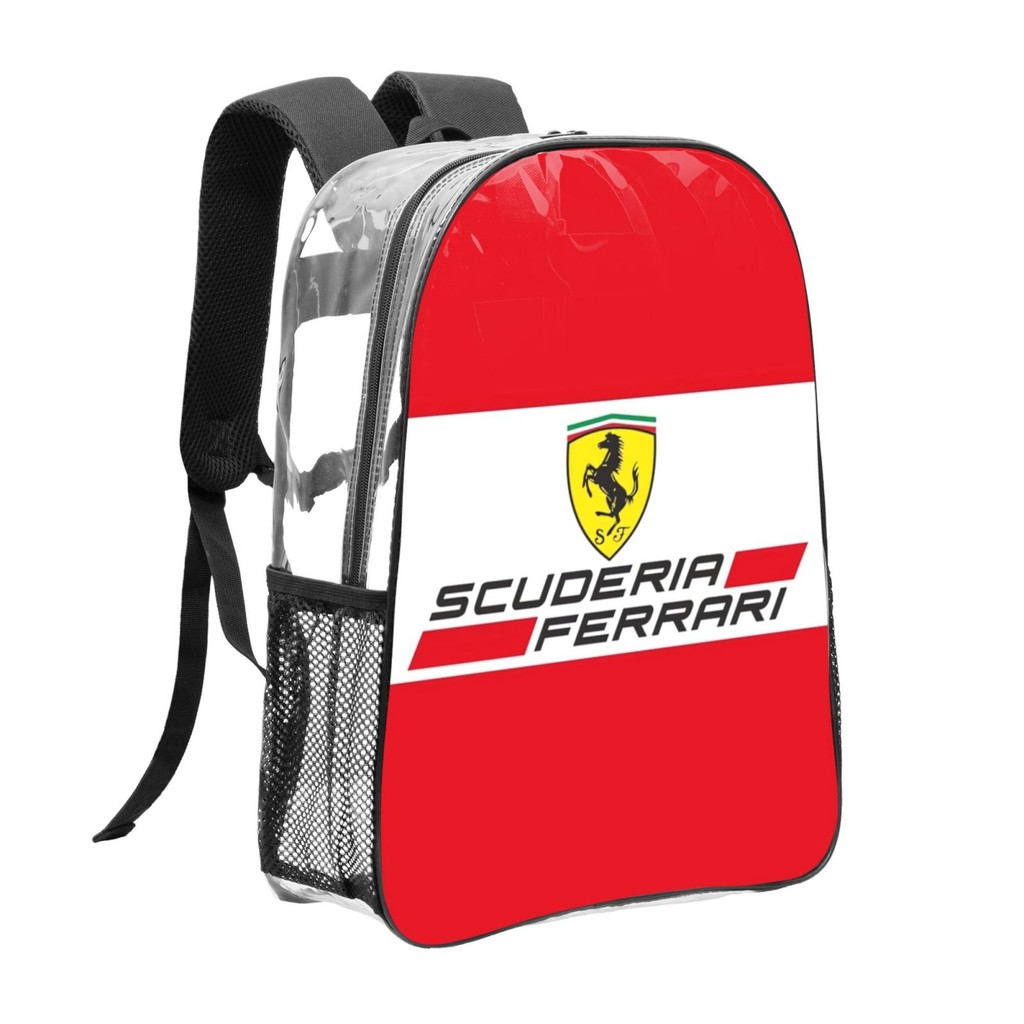 Ferrari กระเป๋า PVC โปร่งใสแฟชั่นนักเรียน Bookbag Travel Daypack สําหรับวัยรุ่น