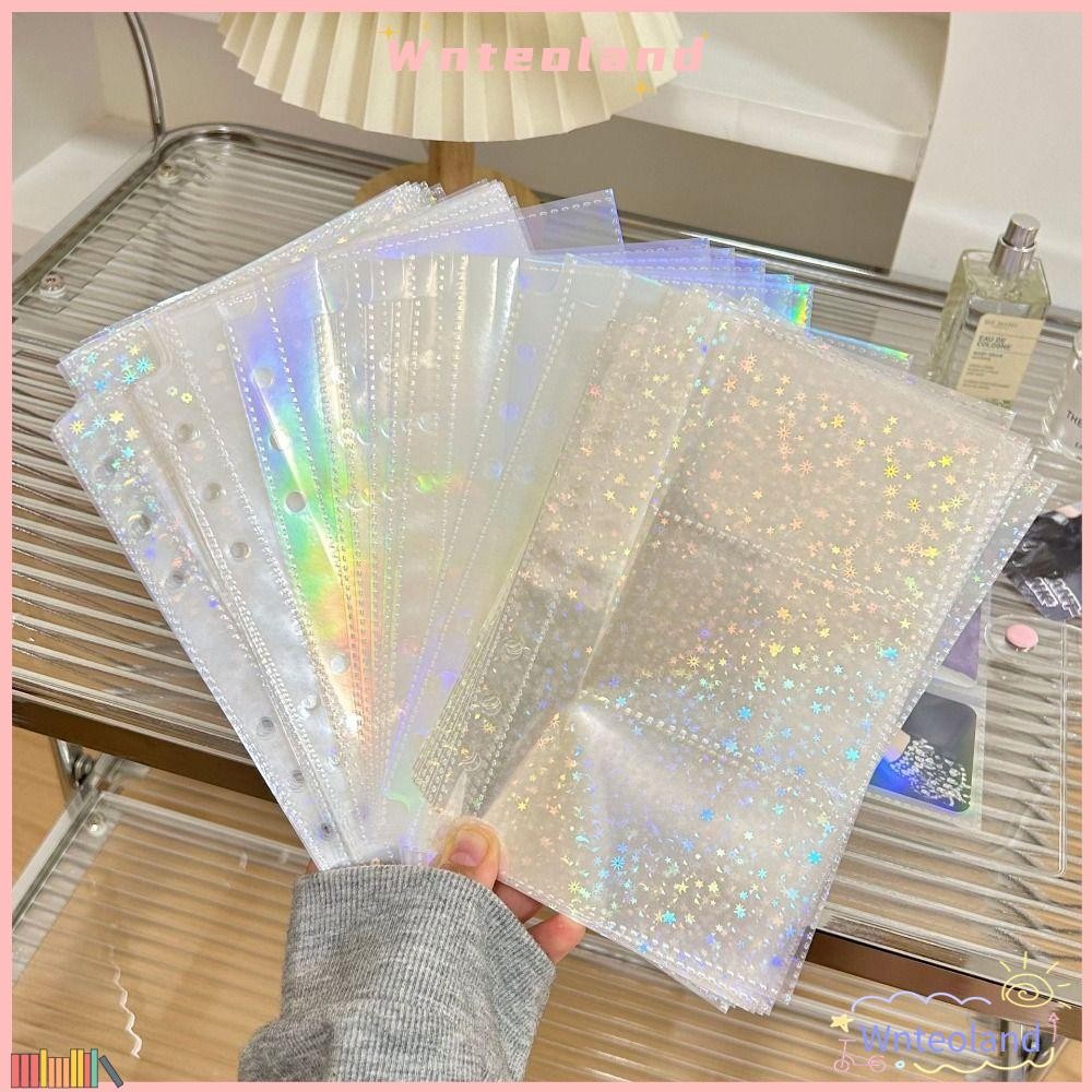 Wnteoland 10 ชิ้น/เซ็ตภายในหน้าอัลบั้ม,เลเซอร์ Rainbow Star 1/2/3 กระเป๋า Binder แขน,แฟชั่นโปร่งใส A6 อัลบั้มรูปด้านใน Core Kpop Photo Card อัลบั้ม