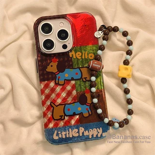 Iphone 16 15 14 13 12 11 Pro Max X Xr Xs Max 7 8 Plus SE2020 เคสโทรศัพท์การ์ตูน Retro ไส้กรอกสุนัข + Lanyard Clear Soft Cover