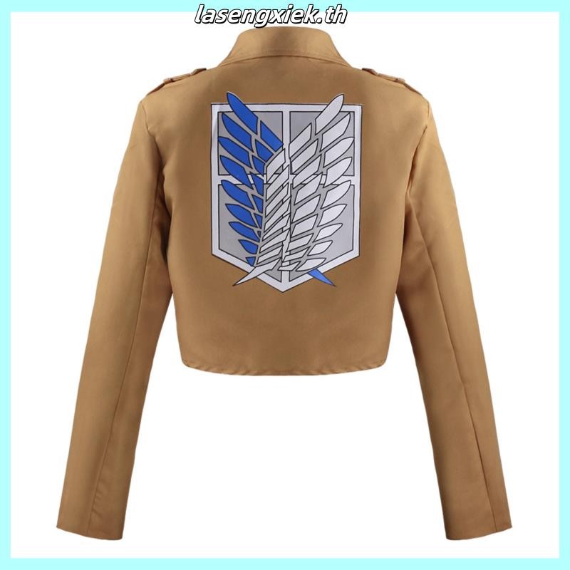 เสื้อแจ็คเก็ตคอสเพลย์ Attack On Titan Shingeki No Kyojin สีน้ําตาล