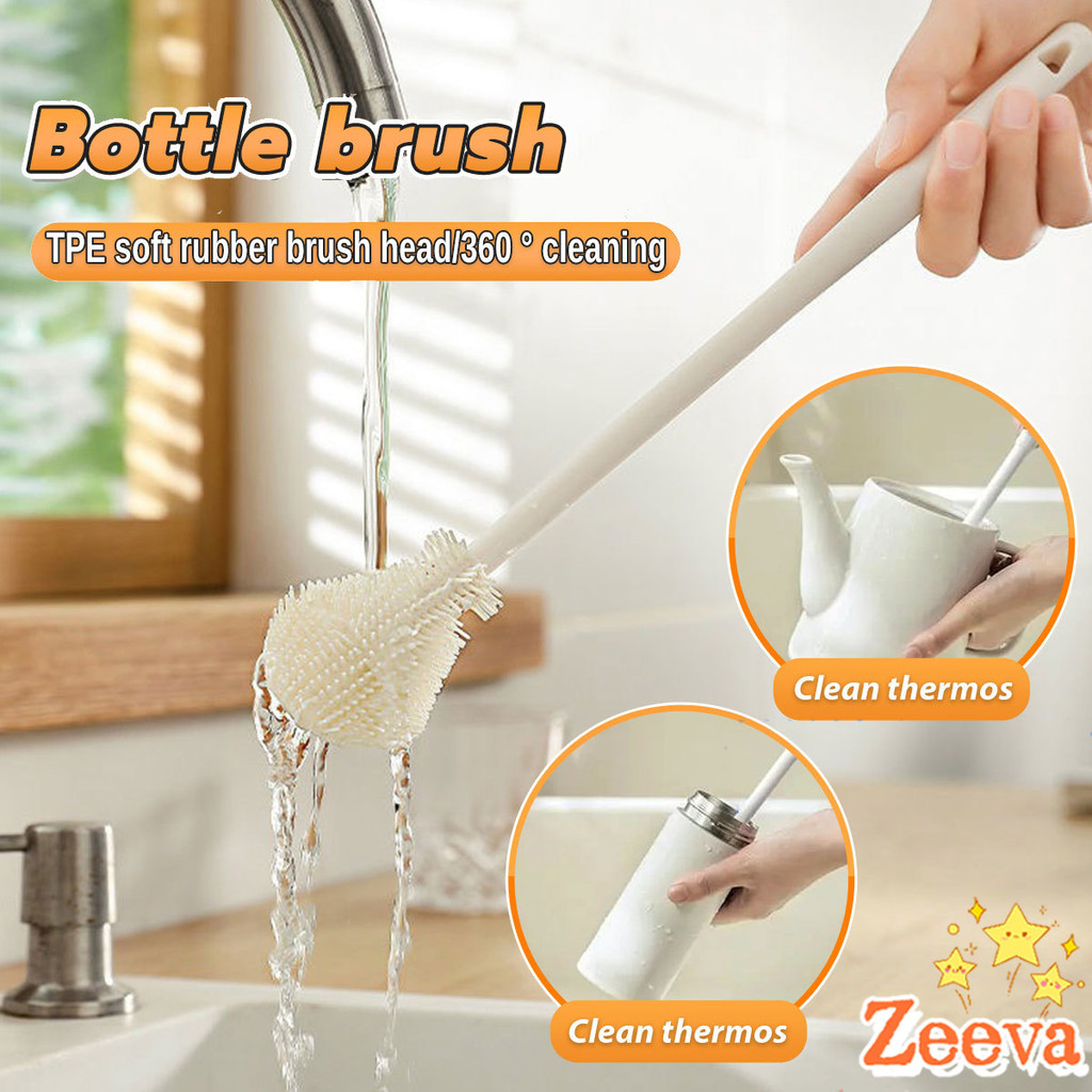Zeeva แปรงล้างขวดซิลิโคน แปรงล้างแก้ว ขวดนม ที่ล้างขวด ด้ามจับยาว สําหรับทําความสะอาดถ้วยแก้ว bottle brush