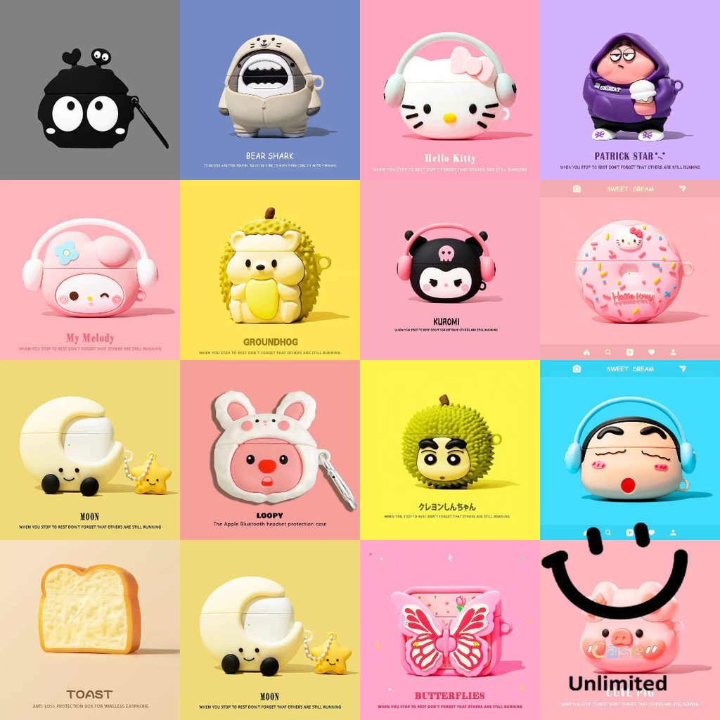 ใช้ได้กับ ใช้ได้กับ:GOOJODOQ J201 เคส Case เคสหูฟังซิลิโคนบุคลิกภาพการ์ตูนเม่นสีดํามังกรลูกสุนัข100สไตล์