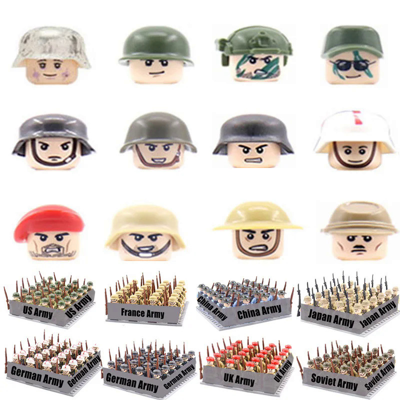 24PCS / lot WW2 Military Army Array China Soviet Union  Japan Soldiers Accessories Rifle Action Figu
