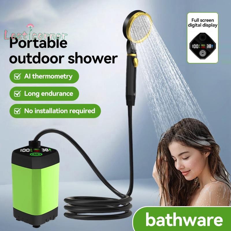 [Lostcorn] 6000mah แบบพกพา Camping Shower Pump RV ชุดฝักบัวกลางแจ้ง W/เต็มหน้าจอจอแสดงผลดิจิตอลอัจฉริยะชุดอาบน้ํา Camp กลางแจ้ง ﻿ [ใหม่]