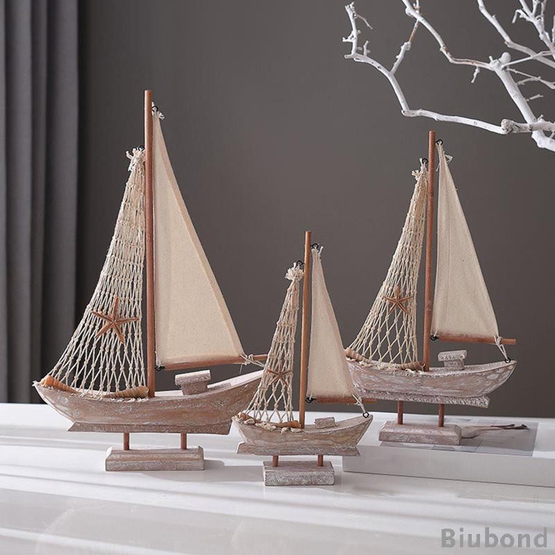 [Biubond] Sailing Boat Model Wood Decor Nautical Miniature เรือใบสําหรับโฮมออฟฟิศ