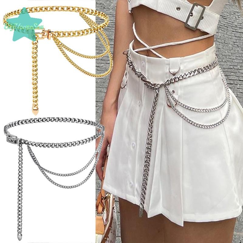 [BigHouseSea] เข็มขัดโซ่โลหะหลายชั้นสําหรับผู้หญิง เข็มขัด ยาว sel เอวชุดโซ่กางเกงยีนส์เข็มขัด Lady เข็มขัดเข็มขัดผู้หญิง Body Chain ใหม่