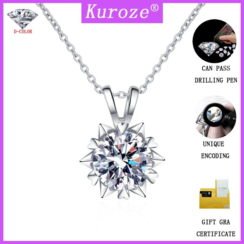 [ผ่านการทดสอบได้] Kuroze S925 Silver Heart Hexagram Necklace Hexagram Mosella Necklace