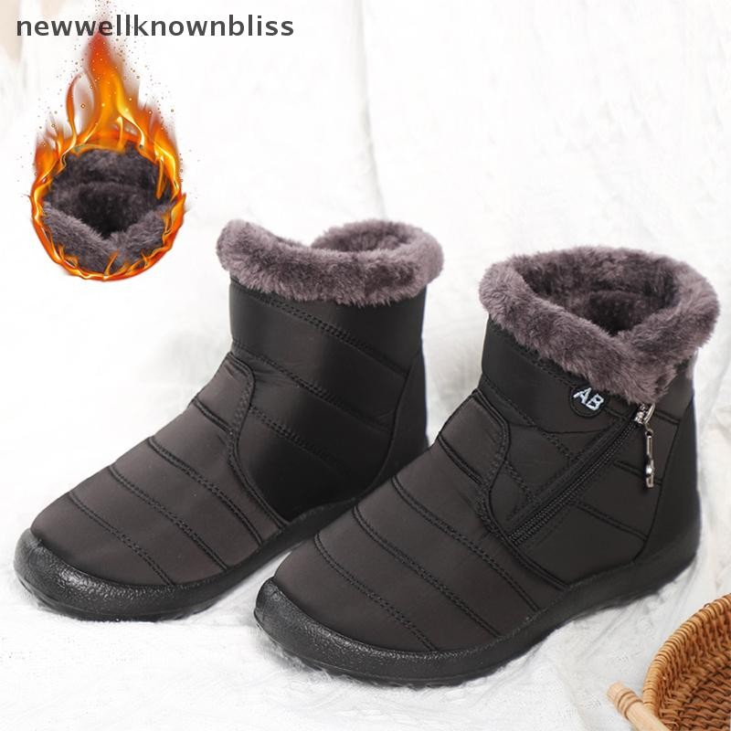 Newwellknownbliss ฤดูหนาวหิมะรองเท้าผู้หญิง Anti-Skid รองเท้า Cozy Plush รองเท้าขนสัตว์เรียงรายข้อเท้า Booties กันน้ําสูงรองเท้ากลางแจ้ง CCD