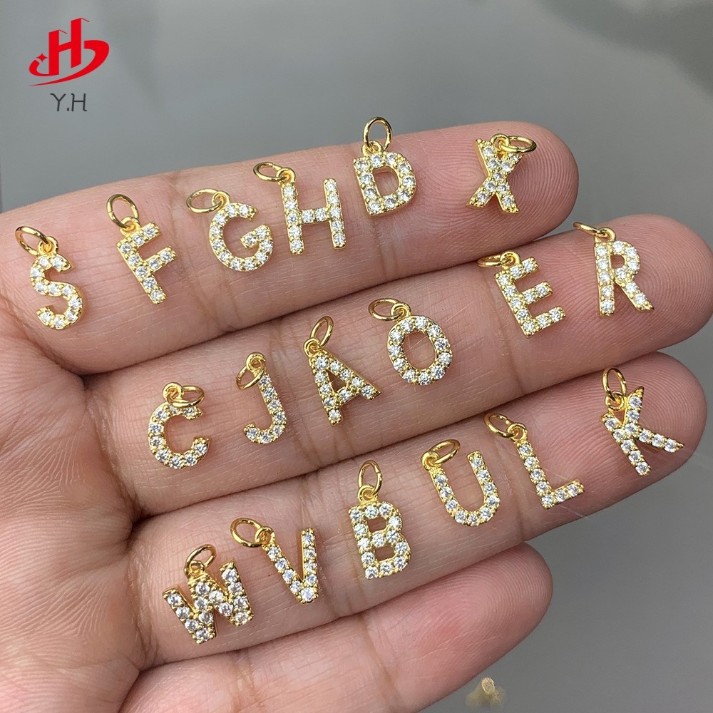 Y.H จี้สร้อยคอ สเตนเลส รูปตัวอักษร A - Z 26 ชิ้น DIY