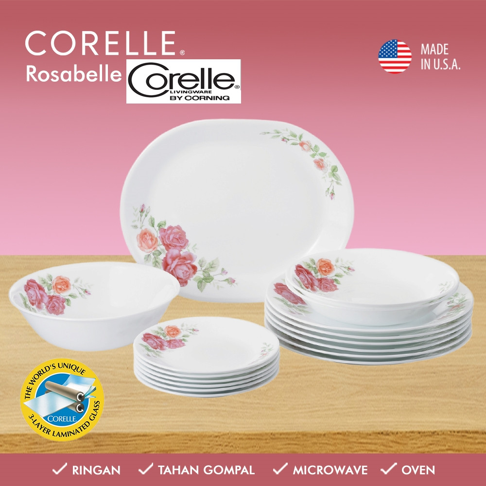 CORELLE Rosebelle จานแก้ว & ชาม Corelle by Corning MADE IN THE USA.