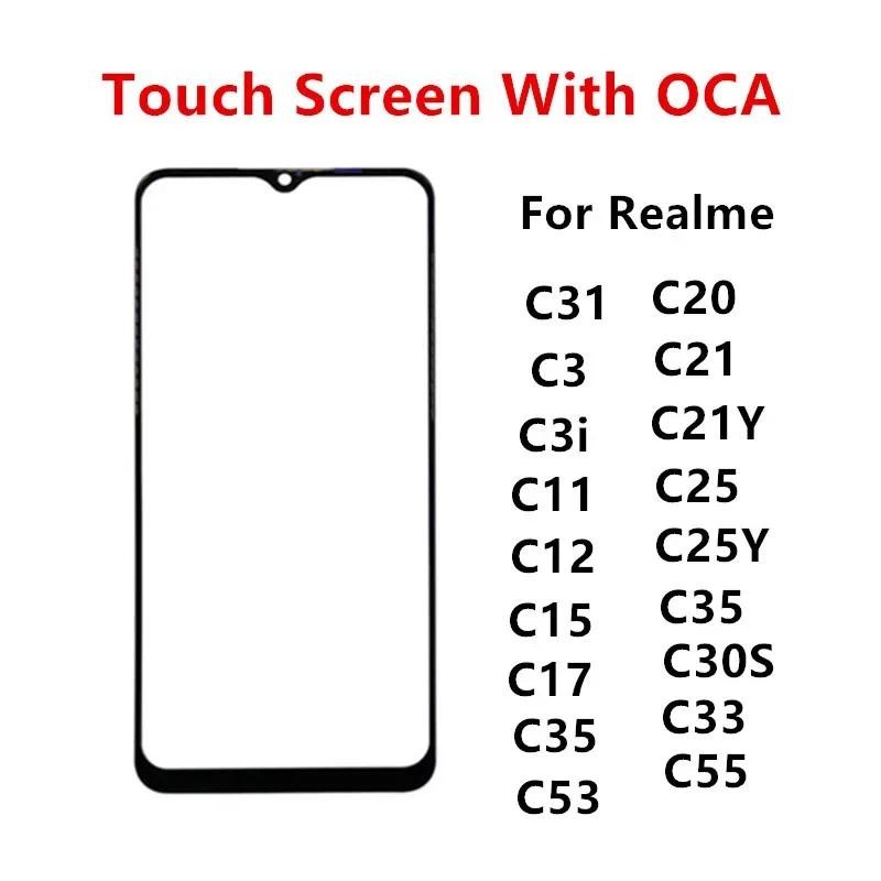 หน้าจอสัมผัสสําหรับRealme C55 C53 C33 C11 C12 C30S C20 C21 C25 C35 แผงด้านหน้าซ่อมจอแสดงผลLCD Outกระจกอะไหล่ซ่อม + OCA