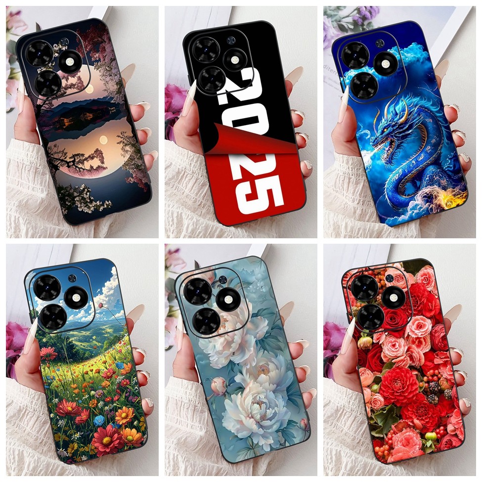 Tecno Spark Go 2024 กรณีความงามแมวน่ารักแฟชั่นดอกไม้ทาสีฝาครอบ Spark Go 2024 Tecno BG6 เคสโทรศัพท์