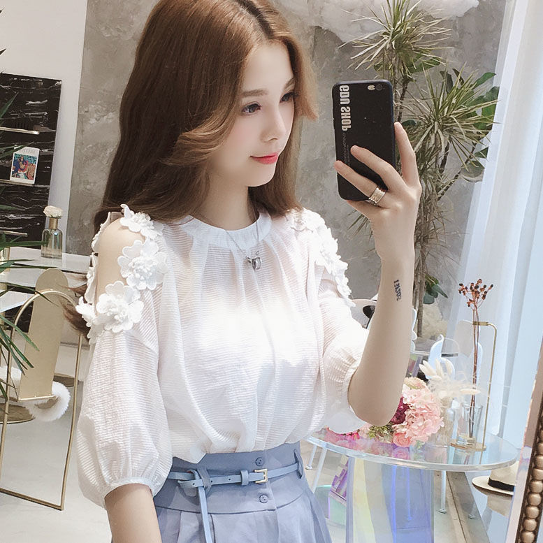 2025 เสื้อเบลาส์ชิฟฟอนลูกไม้ใหม่สำหรับผู้หญิง ดีไซน์ไม่ซ้ำใคร เสื้อแขนสั้นทันสมัย เสื้อเชิ้ตแฟชั่น