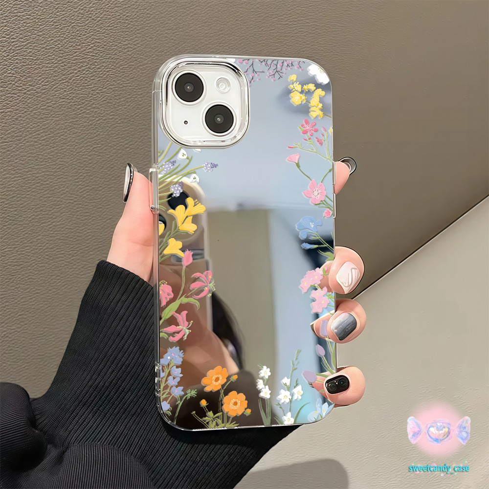 👑จัดส่งในพื้นที่👑 เคสแบบกระจกมิเรอร์ ดอกไม้ชนิดต่าง ๆ ที่มีสีสัน สวย สําหรับ IPhone16 15 14 13 7 8plus Pro Promax XR XS