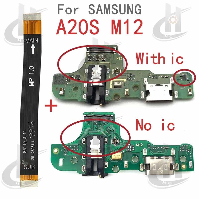 ใหม่สําหรับ Samsung Galaxy A20s M12 Charger USB Connector Dock ชาร์จพอร์ตแจ็คบอร์ด Flex หลักเมนบอร์ดการเชื่อมต่อ Flex เปลี่ยนชิ้นส่วน