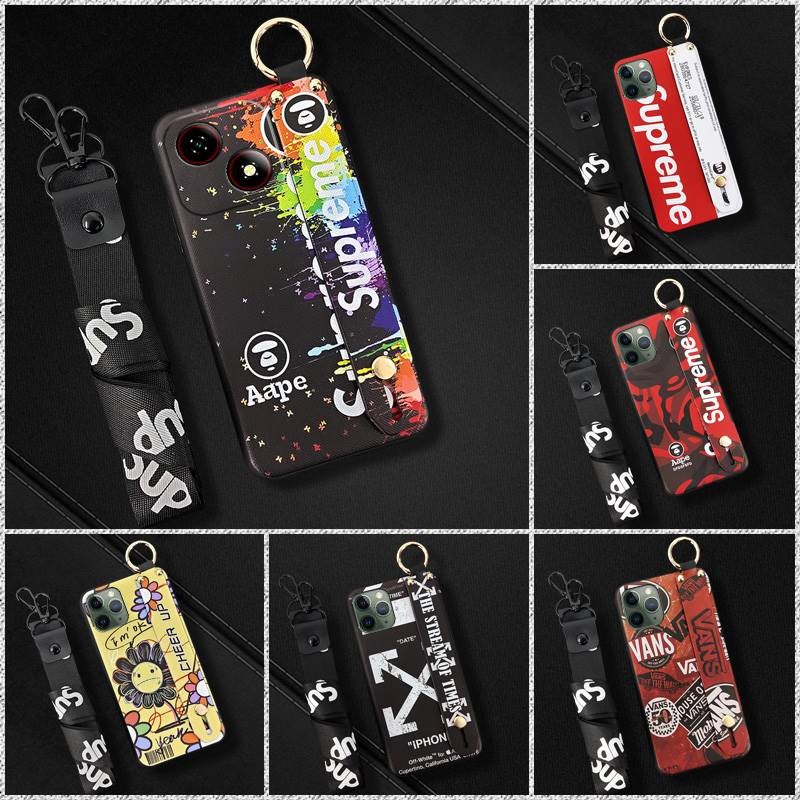 สายรัดข้อมือฝาหลังเคสโทรศัพท์สําหรับ ZTE Blade A35E แหวนเชือกเส้นเล็กอินเทรนด์กันน้ํา Cool Kickstand