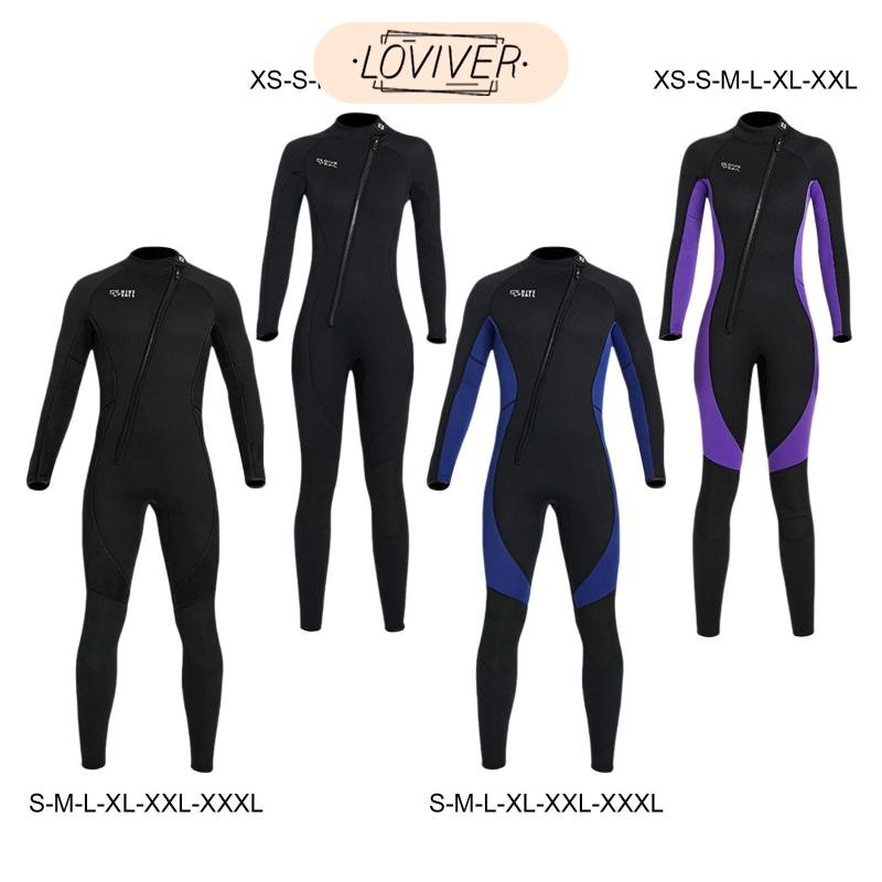ชุดว่ายน้ําดําน้ําระดับพรีเมียม 3 มม. Neoprene ซิปด้านหน้าแขนยาวชุดว่ายน้ําป้องกัน