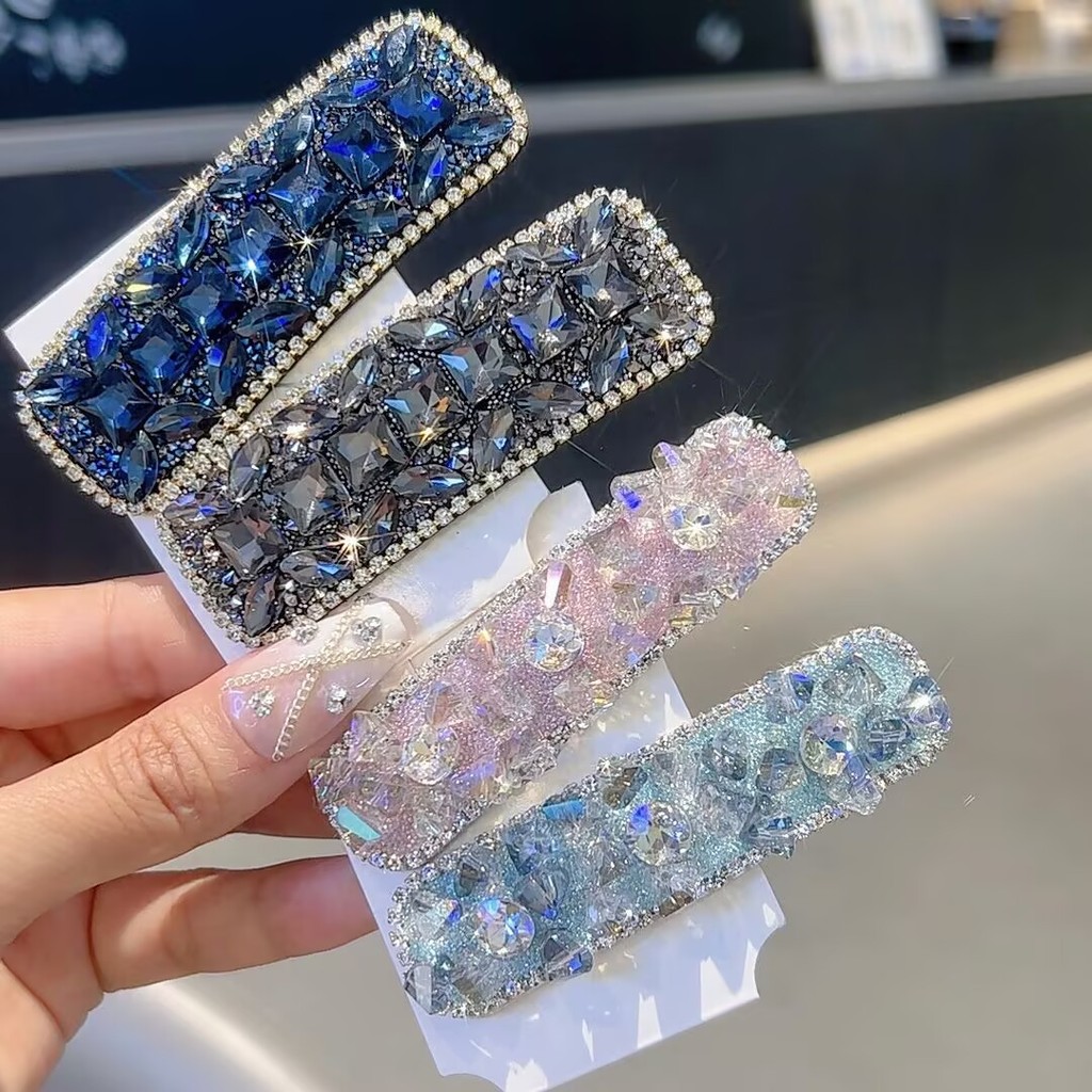 2025 คลิป BB ใหม่เพชรเต็มเงาสุดแฟชั่นหรูหราไฮเอนด์คลิปผมหักด้านหลังหรูหราเบาสำหรับผู้หญิง