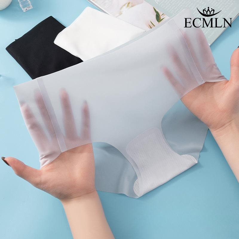ECMLN ชุดชั้นในผ้าไหมน้ําแข็งสําหรับเด็กผู้หญิงไม่มีรอยต่อฤดูร้อนบางเฉียบกางเกงระบายอากาศแห้งเร็ว
