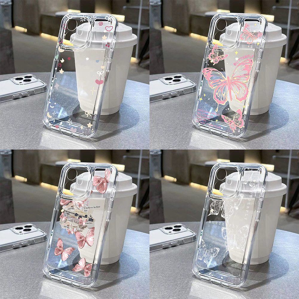 ผีเสื้อสีชมพู TPU อ่อน เคสใส for Samsung A36 A53 A5 A57 A37 S26 Ultra A17 A07 A55 A56 5G A33 A34 A35 A71 A16 A22 A25 A26