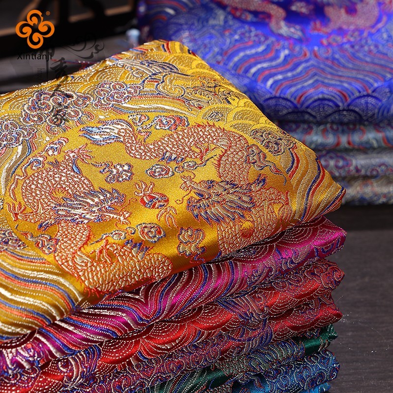 Sea Dragon สไตล์จีน Jacquard ผ้าไหมผ้าซาติน Diy เครื่องแต่งกายโบราณ Hanfu เสื้อผ้าผ้า 50x75 ซม. TJ5511
