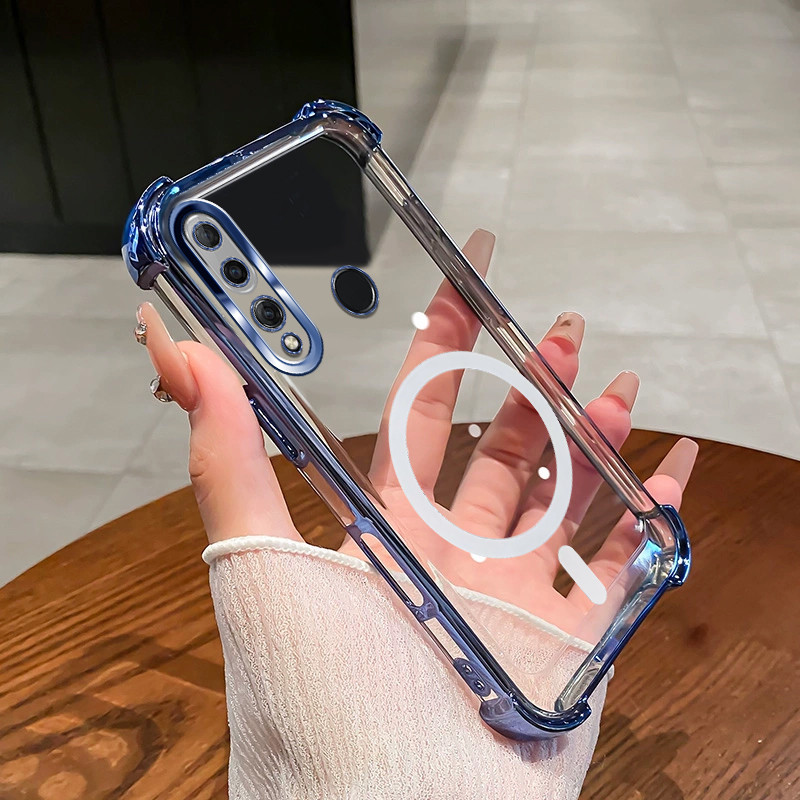 เคสสําหรับ Huawei P30 LITE แม่เหล็กไร้สายโปร่งใสสี่มุมดูดซับแรงกระแทกเลนส์ป้องกันเคสโทรศัพท์ SJSFDDR