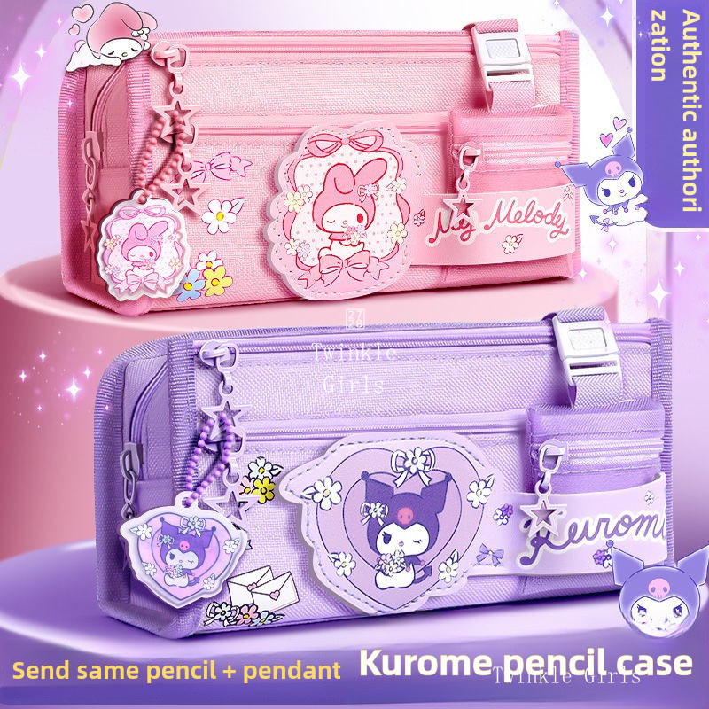 กล่องดินสอความจุขนาดใหญ่ของ Kuromi Cinnamoroll กระเป๋าดินสอ สำหรับเด็กผู้หญิง My Melody กันน้ำ กล่องเครื่องเขียน
