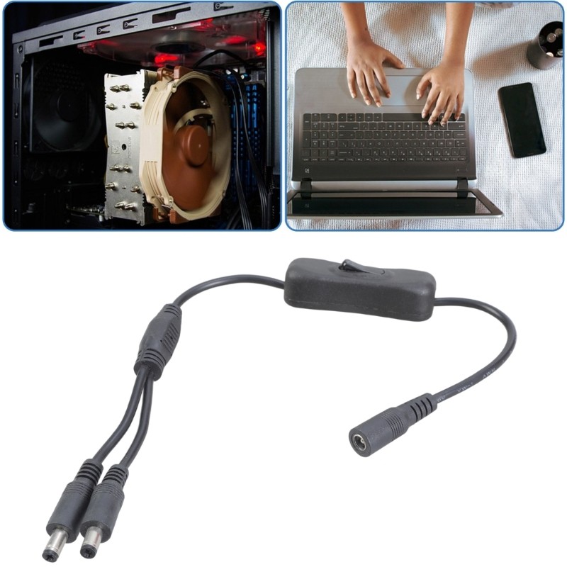 Niki DC5521 Y Splitter Power Cable 5 5x2 1mm Female to 2 Male Extension Cord 37CM