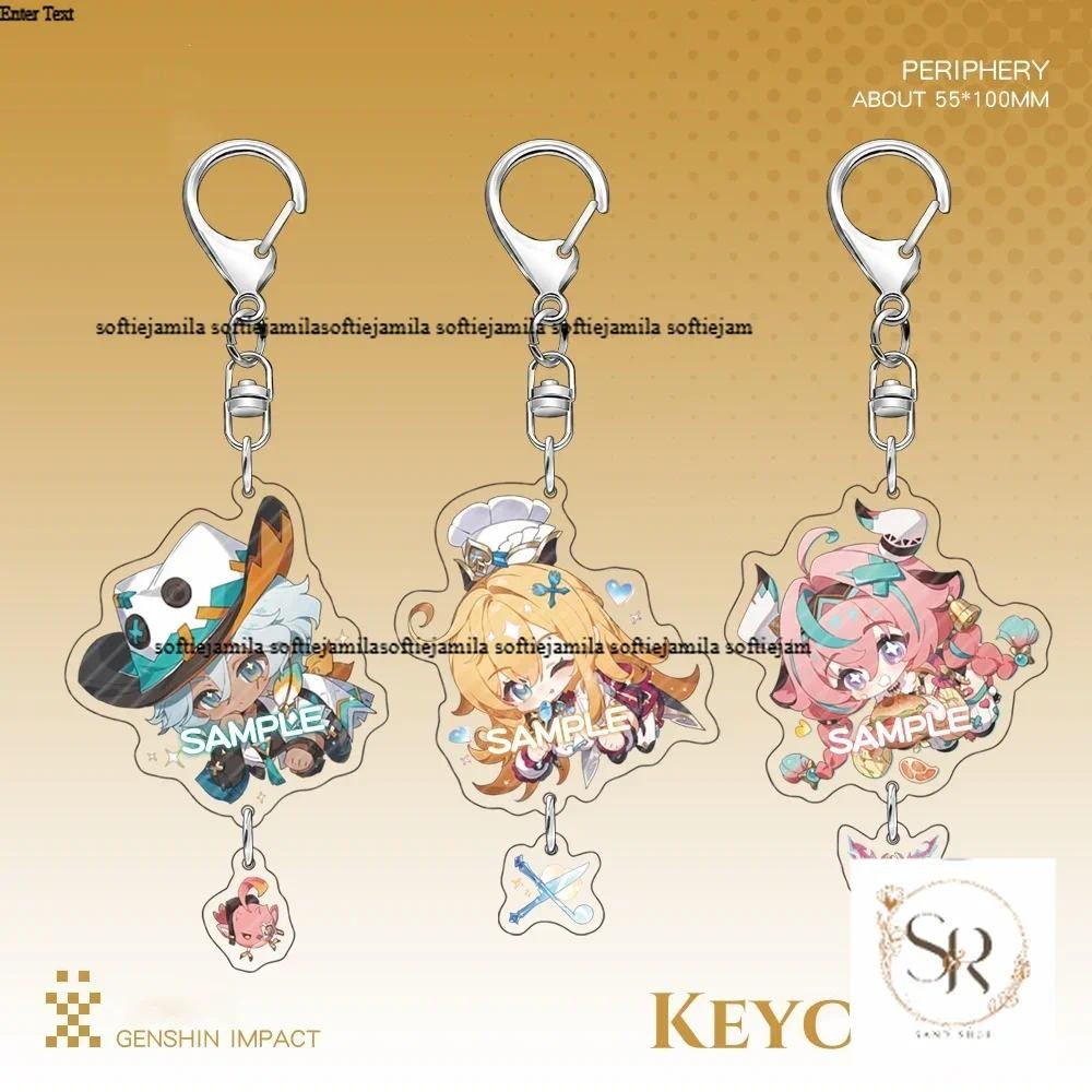 ใหม่ Genshin Impact พวงกุญแจน่ารักการ์ตูนอะนิเมะ Escorffier Varesa Ifa จี้ Key แหวนกระเป๋าเป้สะพายหล