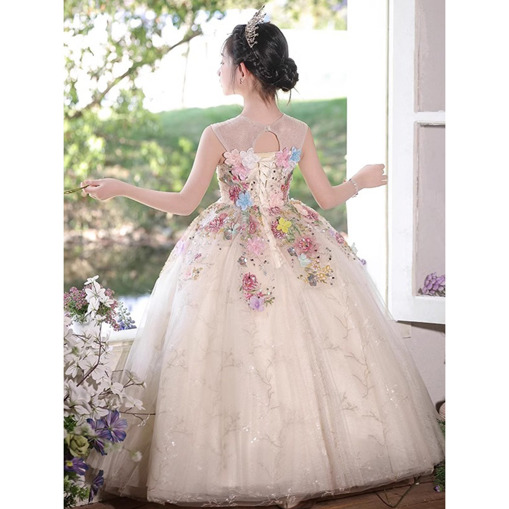 ชุดการแสดงชุดแต่งงานชุดเจ้าหญิงเด็กจัดเลี้ยงสาวดอกไม้สาวโฮสต์เปียโนนาฬิกาวันเกิดสาวสวย 5ข้อความ - รูปที่ 3