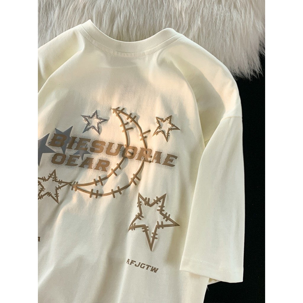 COD (จัดส่งในกรุงเทพฯ) MAO Shop ญี่ปุ่นผูกวินเทจสนุกผ้าฝ้ายแขนสั้นเสื้อยืดฮาราจูกุลมพอดีกับด้านบน#57206