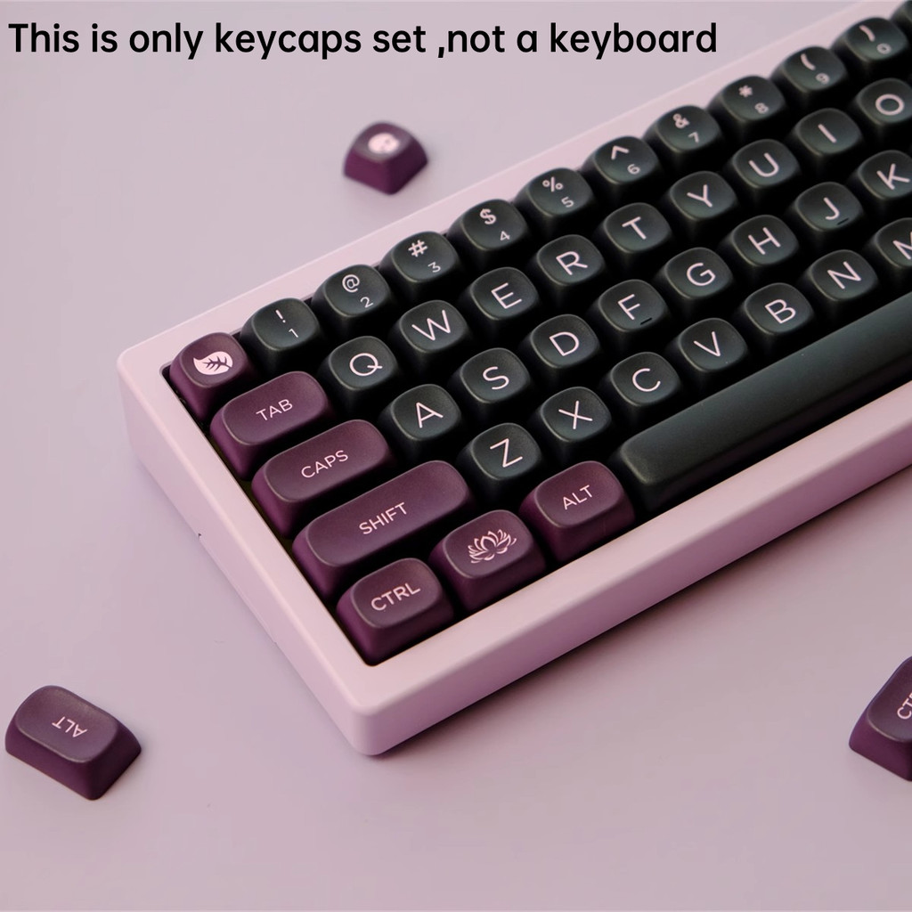 Pbt Keycap MOA Black Lotus Mechanical Keyboard 5 ด้าน Dye Sublimation Dark Purple Keycaps ปรับเป็น 61/64/67/68/71/75/78/82/84/87/96/98/100/104/108