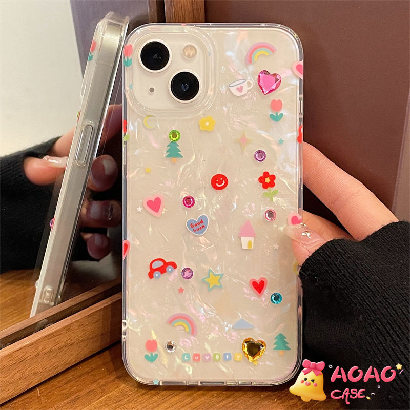 เคสไอโฟน11 13 16 สำหรับ iPhone 15 11 16 13 14 12 Pro Max XR 7 16 8 14 15 Plus X XS Max SE 2022 กราฟฟิตีที่สร้างสรรค์สด
