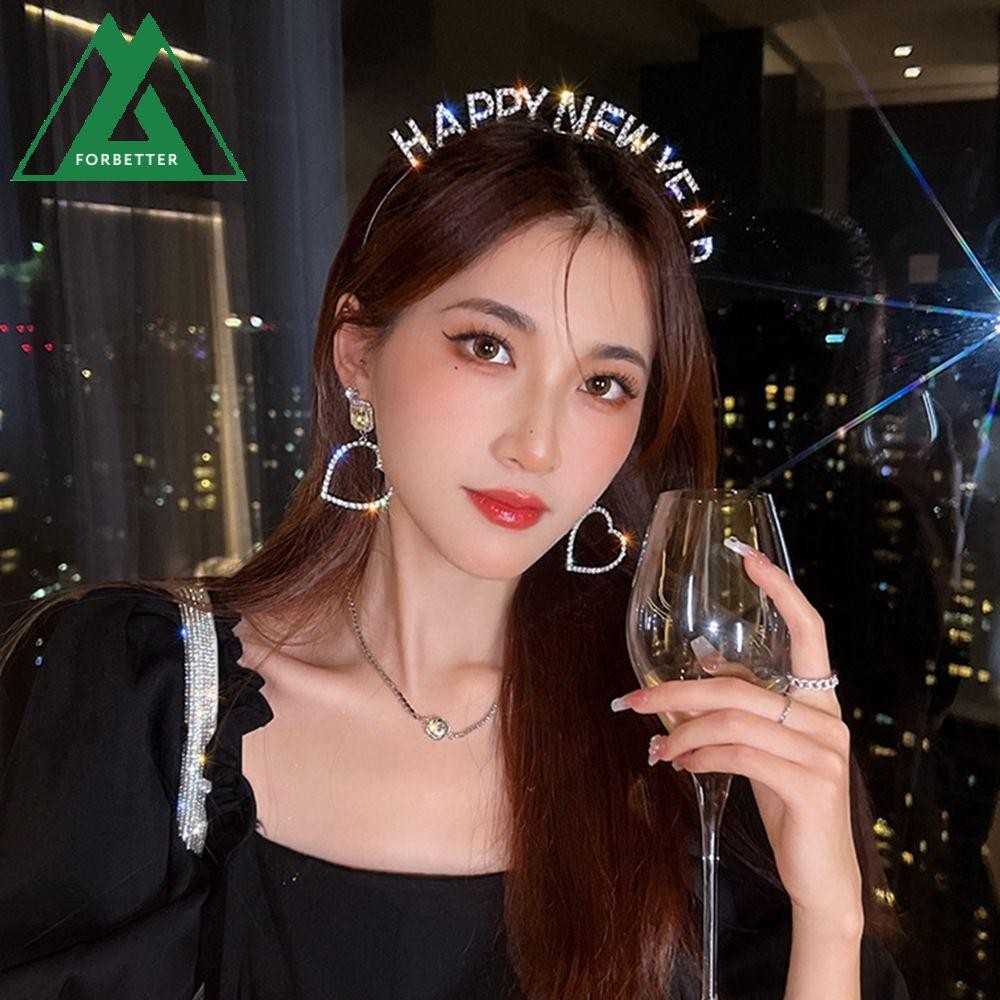 Forbetter HAPPY New Year ที่คาดผมผู้หญิงประณีตปีใหม่ Headdress Letter Alloy คริสต์มาส Dree Up เครื่องประดับหญิง