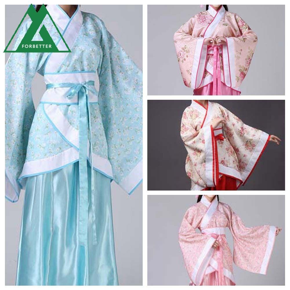 Forbetter จีน Hanfu กระโปรง,เครื่องแต่งกายเวทีคอสเพลย์ชุดจีนโบราณ,ดอกไม้แบบดั้งเดิมเย็บปักถักร้อยชุดโบราณ Han Tang Dynasty เครื่องแต่งกายจีนหญิง