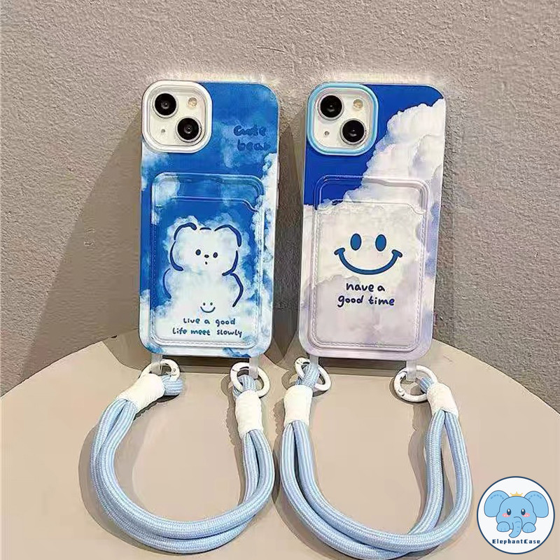 กราฟฟิตีคลาวด์เข้ากันได้เคสไอโฟน 11 16 13 12 15 14 XR Pro Max X XS Max 7 8 14 15 Plus SE การ์ตูนลูกสุนัขรอยยิ้มน่ารักเคส