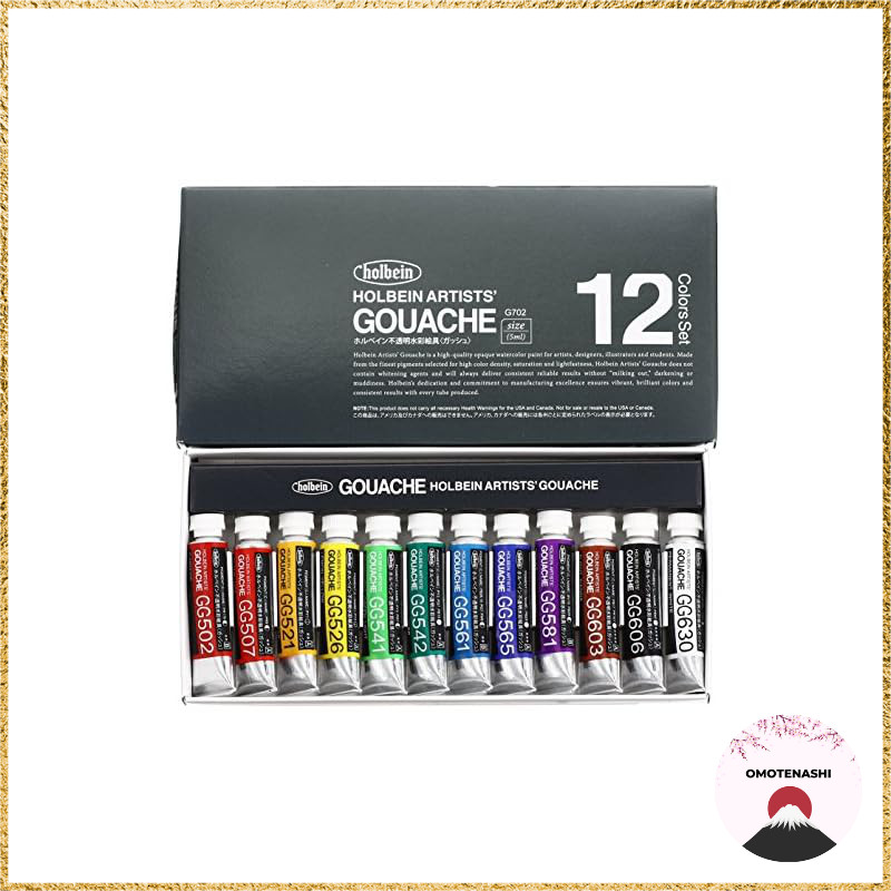 Holbein Opaque Watercolor Paint (Gouache) G702 5ml 12-Color Set 03702