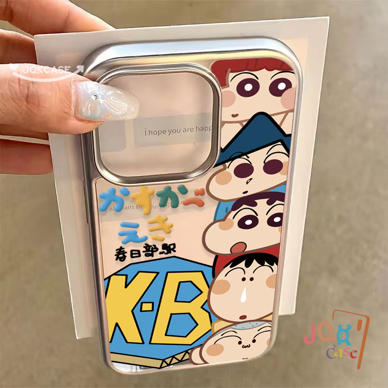 เคสไอโฟน 13 น่ารัก เคส ชินจัง สำหรับ IPhone 12 16 13 11 15 14 Pro Max 7Plus 8Plus X XSXR Max 7 8 Plus SE กรอบโลหะ เคส
