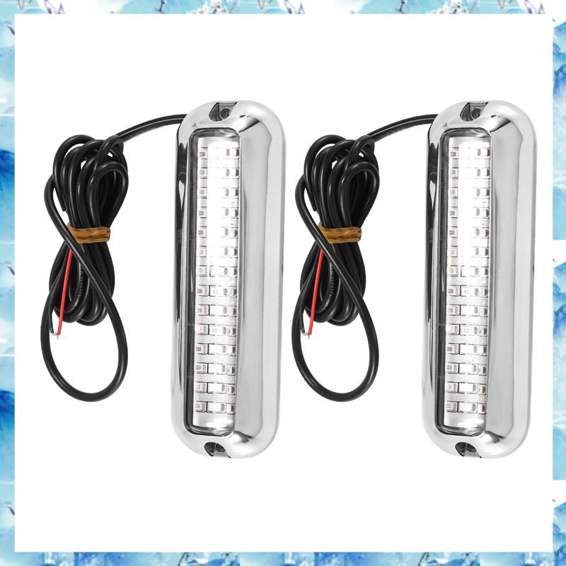[ ] 2 ชิ้น 42LED Boat Drain Light Boat Transom Light Blue Underwater Pontoon Marine Light