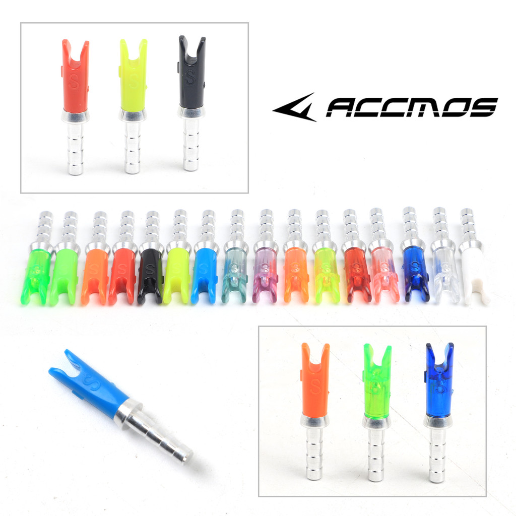 12pcspin Nocks ขนาด S Nock + หมุดอลูมิเนียมสําหรับ ID 3.2 มม. 4.2 มม.เพลาคาร์บอน DIY อุปกรณ์เสริม