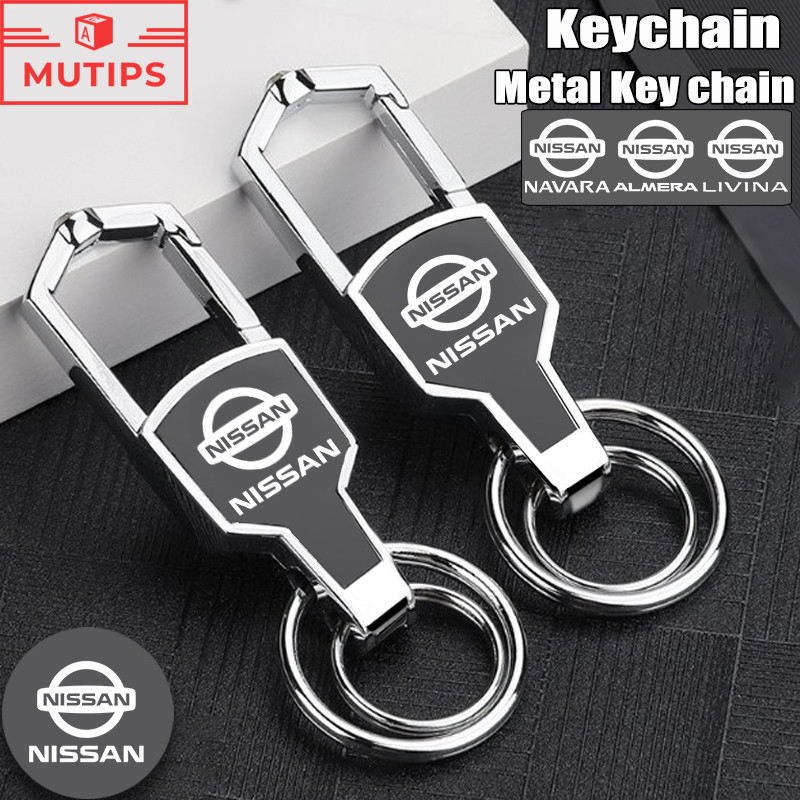 Nissan พวงกุญแจ พวงกุญแจรถแบบพกพา โลโก้เลเซอร์ keychain หัวเข็มขัดกุญแจโลหะ Kicks Note Almera Terra Navara nismo xtrail March Teana Leaf Juke Sylphy