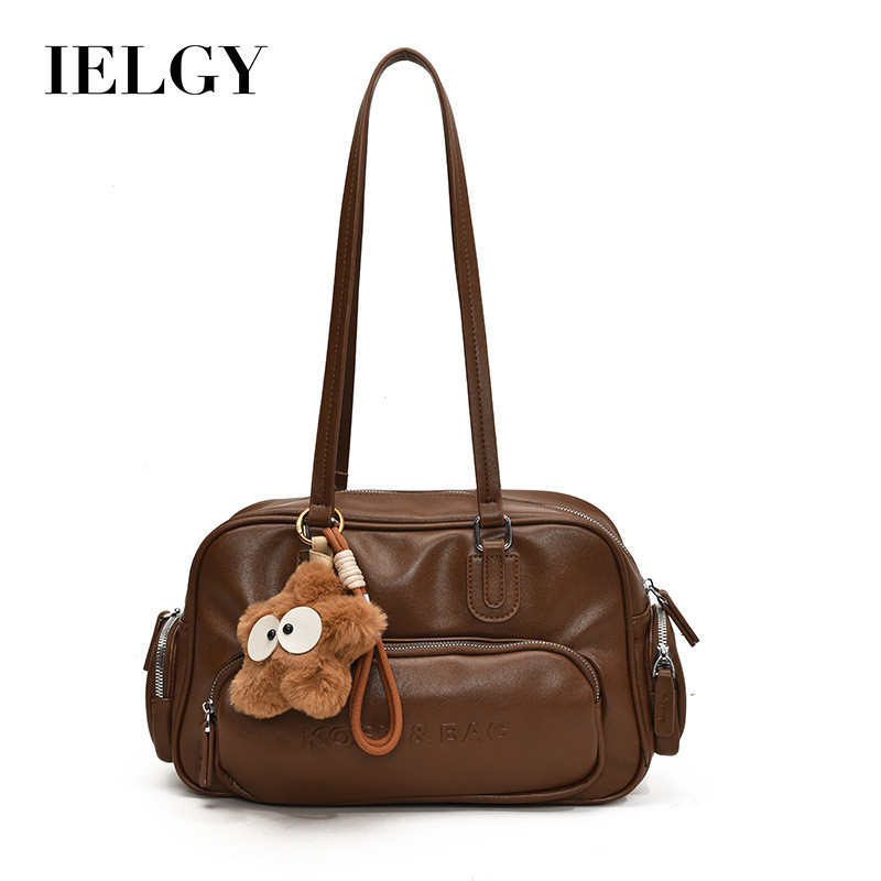 Ielgy High-End Retro ขนาดใหญ่ฤดูใบไม้ร่วงฤดูหนาวAll-Match One-Shoulder Underarm