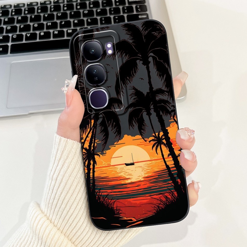 Vivo Y200 (5G) 2024 แฟชั่นเคสโทรศัพท์ลายพระอาทิตย์ตก Vivo Y200 5G เลนส์ซิลิโคนอ่อนนุ่มเคสป้องกัน