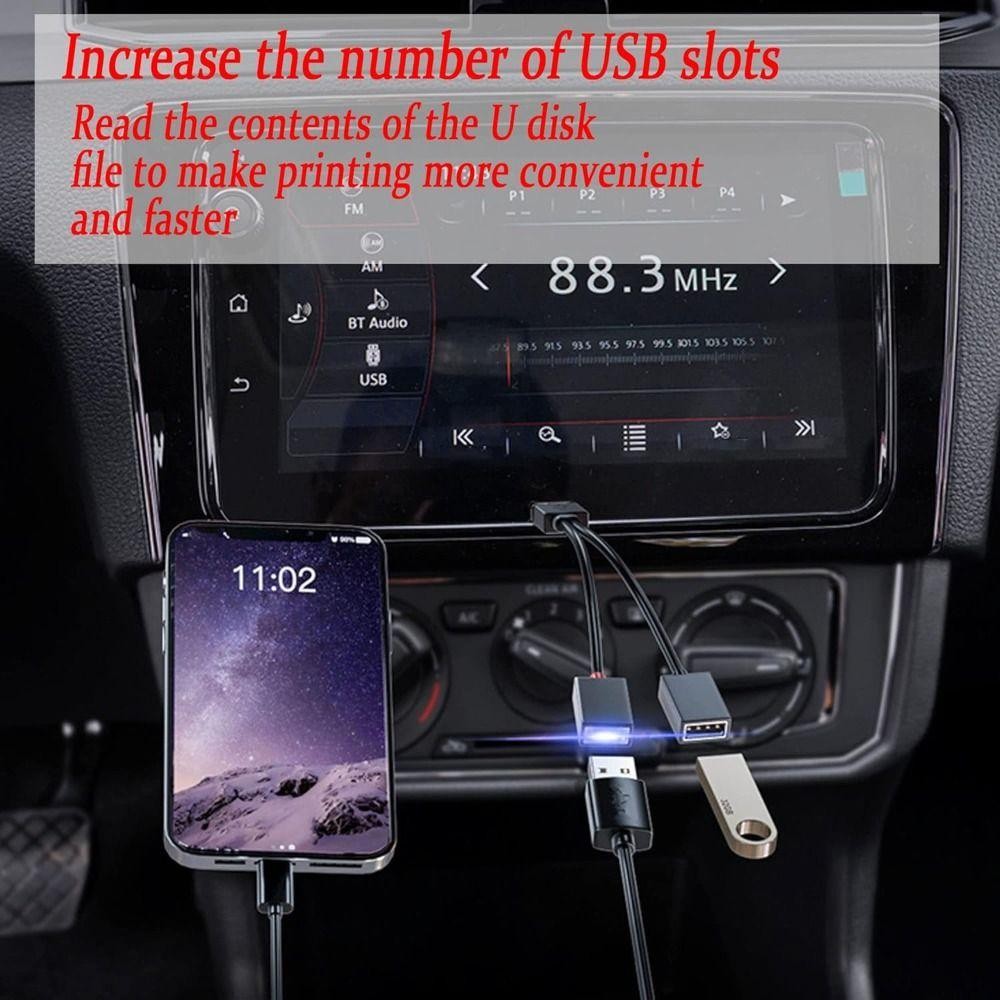Cossy USB Hub, 3 in 1 Data Transfer USB Splitter, อะแดปเตอร์มัลติฟังก์ชั่น Type C Hub 2 in 1 USB Expander