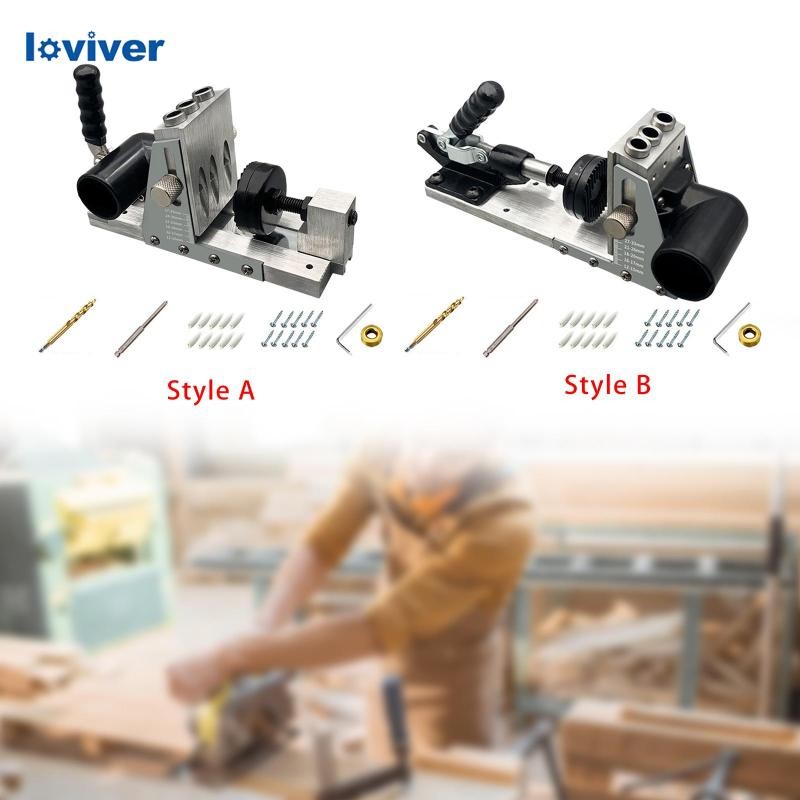 [Loviver] Pocket Hole Jig Kit Dowel Jig Kit อเนกประสงค์แบบพกพาสําหรับรูมุมพร้อมคอลเลกชันฝุ่น Hole Dr