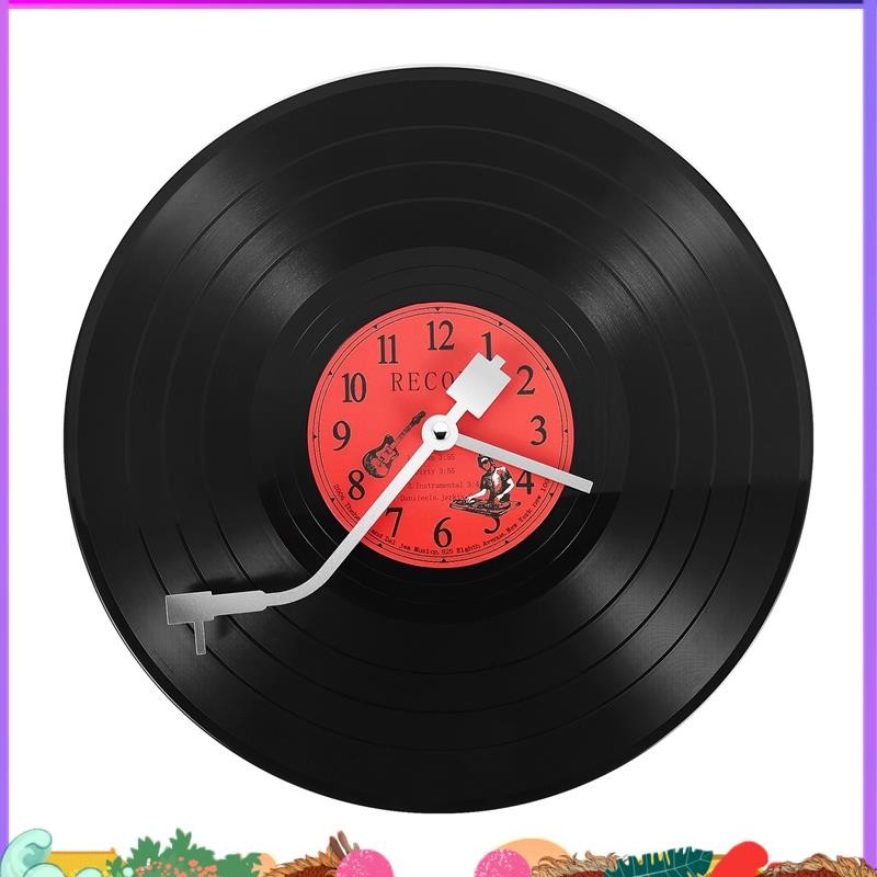 Super European Retro Nostalgic นาฬิกาที่เงียบสงบเป็นพิเศษบันทึกไวนิลบุคลิกภาพนาฬิกาแขวน Cafe Bar นาฬิกาแขวนตกแต่ง