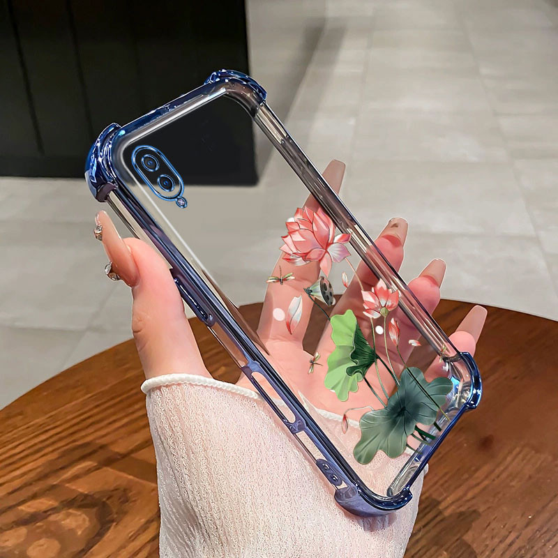 ดอกไม้โลตัสเคส vivo Y93 Y1S Y91C เคสโทรศัพท์ซิลิโคน เคสป้องกันสี่มุม HH