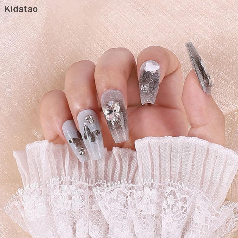 Kidatao 1 คู่เล็บภาพลูกไม้ตกแต่ง Cuff Double-Layer ตาข่ายฮอร์นแขนเล็บแสดงวางตัวแขน DIY Shoog พื้นหลัง Prop ใหม่