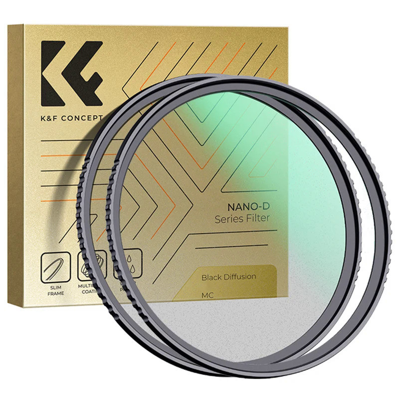 K&F Concept 49-82mm Black Mist Diffusion 1/8 1/4 Filter Soft Green Film 52mm 62mm 67mm 72mm Camera L